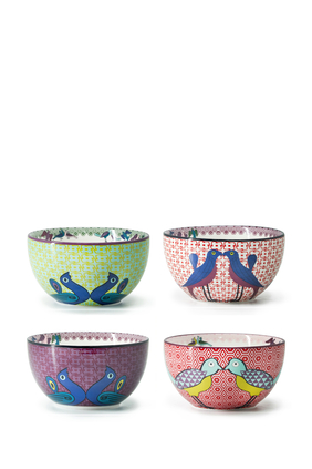 Birds of Paradise Bowls, Set of Four